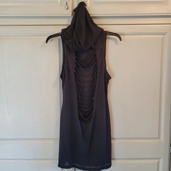 Darker Wavs Echo Sheer Hooded Mini Dress Black - Picture 4 of 7